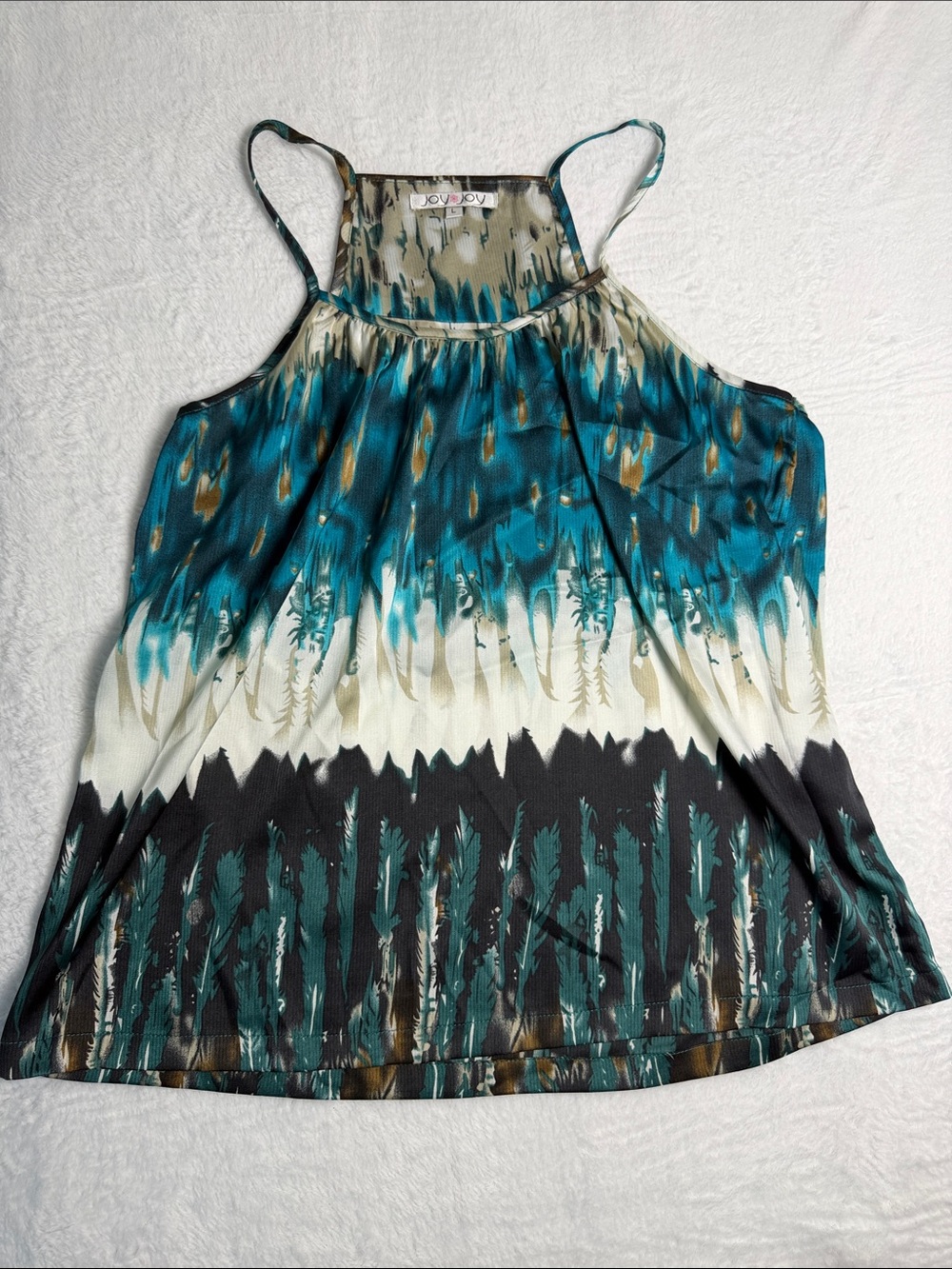 OVO Teal Gradient Halter Camisole with Black and Cream Accents